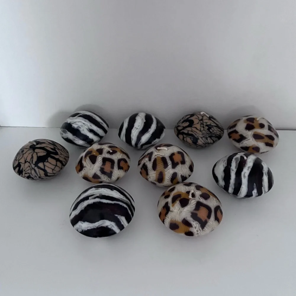 UNSCENTED Animal Print Candles  Shape: “mini-dome/mushroom” Total 10 candles